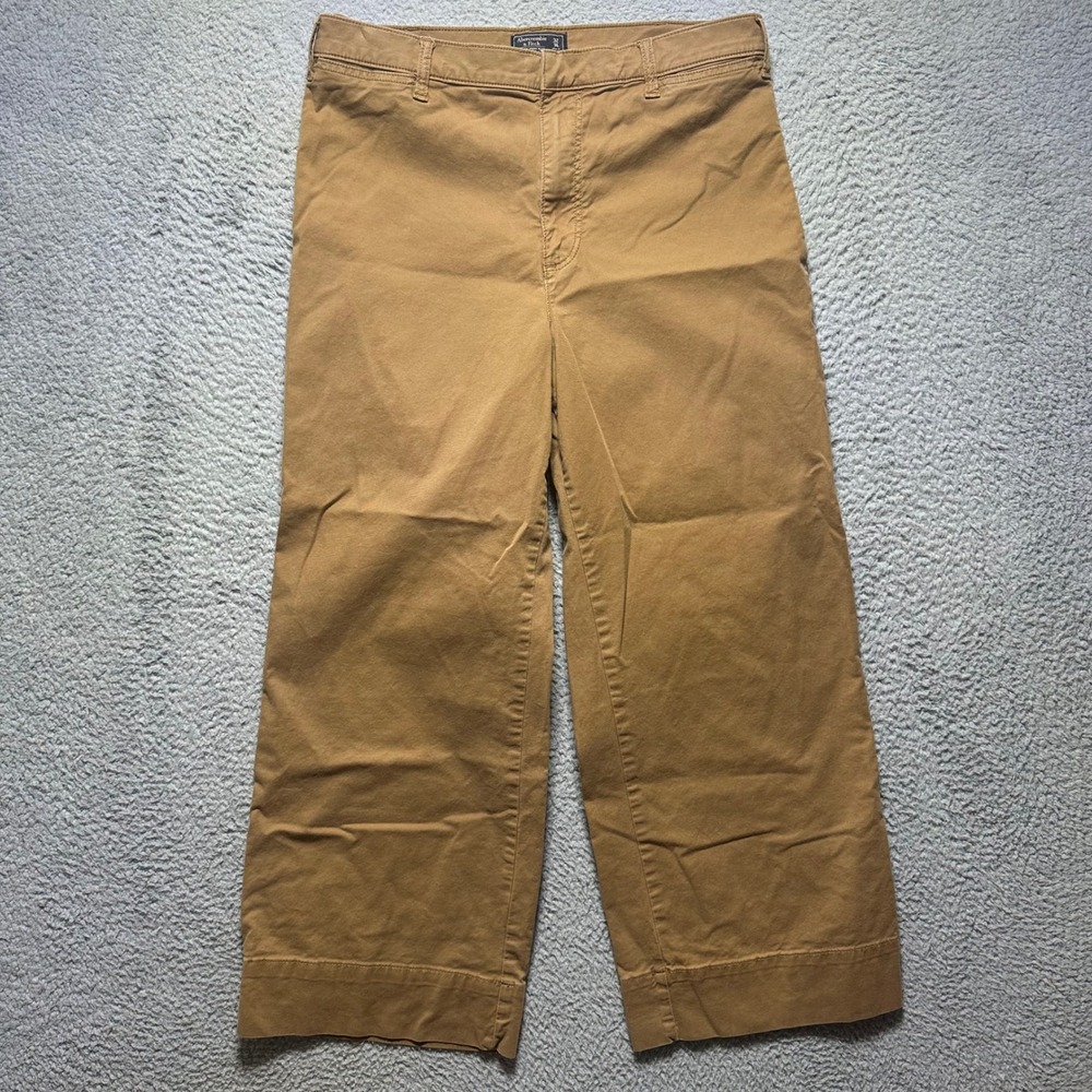 Abercrombie & Fitch Ultra High Rise Crop Wide Leg Pants Tan Brown Size‎ 14L 32